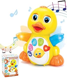 JOYIN Dancing Walking Yellow Duck Baby Toy with Music and LED Light Up