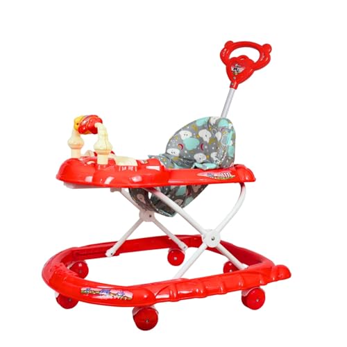 Image of Panda Baby Products Walker with Push Handle, Musical Toys & Adjustable Height - Safe & Comfortable Learning Walker for Babies (6-18 Months) (Red, 111 Baby Walker)