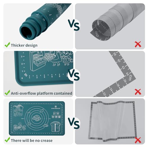 Image of DANIA & DEAN Silicone Baking Mat - Upgrade Mom Theme 26x16 Inch Extra Thick Pastry Mat with Measurements, Non-Slip and Reusable, Kneading Dough Mat for Kitchen Counter, Bread, Cookies, Pizza, Pasta