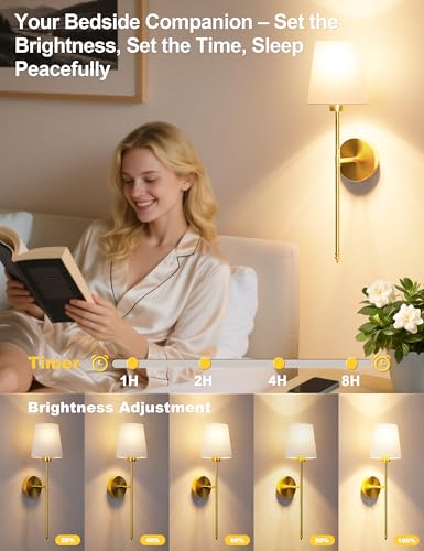image for JOFIOS Battery Operated Wall Sconce Set of 2,Gold Wireless Wall Sconce