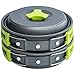 MalloMe Equipo de mochilero Juego de Cocina para Acampar - Estufa portátil para Acampar y Compatible con Estufa para mochileros Verde Olla de 3 litros