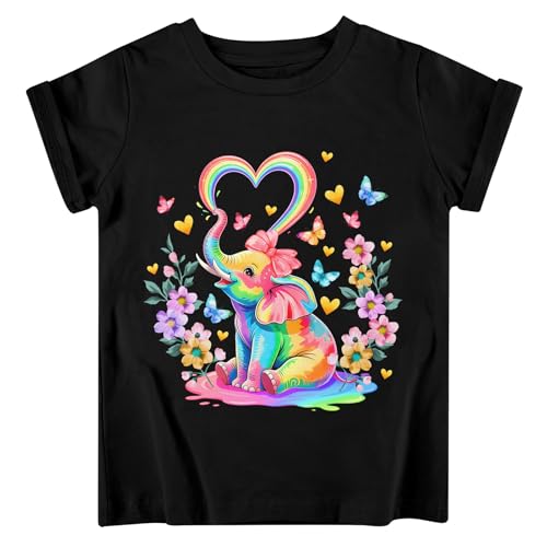 Image of Funnycokid Little Girls T Shirt for Toddler 3-7 Years Kids Tee Graphic Short Sleeve Clothes Tops