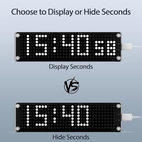 WiFi Clock with NTP Sync, LED Table Clock WiFi with Seconds Display,Custom NTP Address, Disable Leading Zero, Adjustable Brightness,Perfect Desk Gadget - Image 4