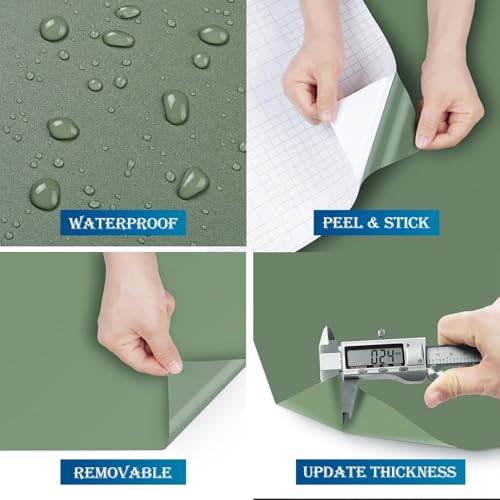 Papel pintado elegante verde liso de 40cm de ancho para hogar 6