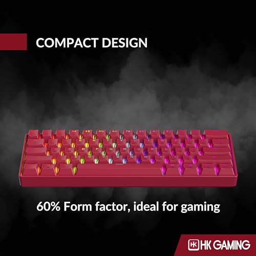 Image of HK GAMING GK61 60% v3 | Hotswap Mechanical Gaming Keyboard | 61 Keys Multi Color RGB LED Backlit for PC /Mac Gamer | US Layout (Pink, Gateron Optical Red)