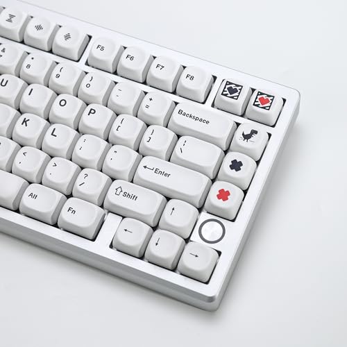 Image of KBDiy Minimal White KOA Profile Keycaps Set,135 Keys Dye-Sublimation Vintage Minimalist Art Keycaps for Cherry Gateron MX Switches Gaming Mechanical Keyboards