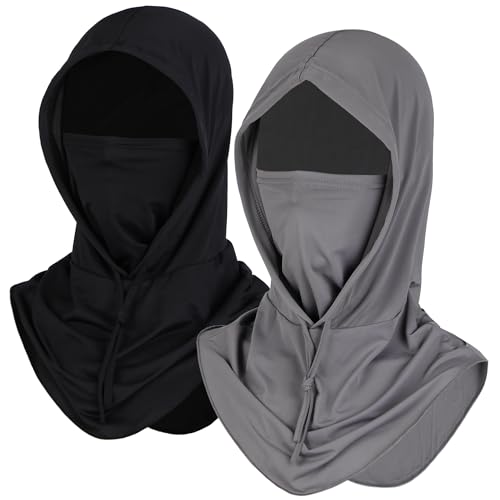 YRANXQUN Ski Mask for Men Women, Balaclava Full Face Head Neck Gaiter Cover, Summer UV Protection Cooling Outdoor (Black Dark Gray, One size)
