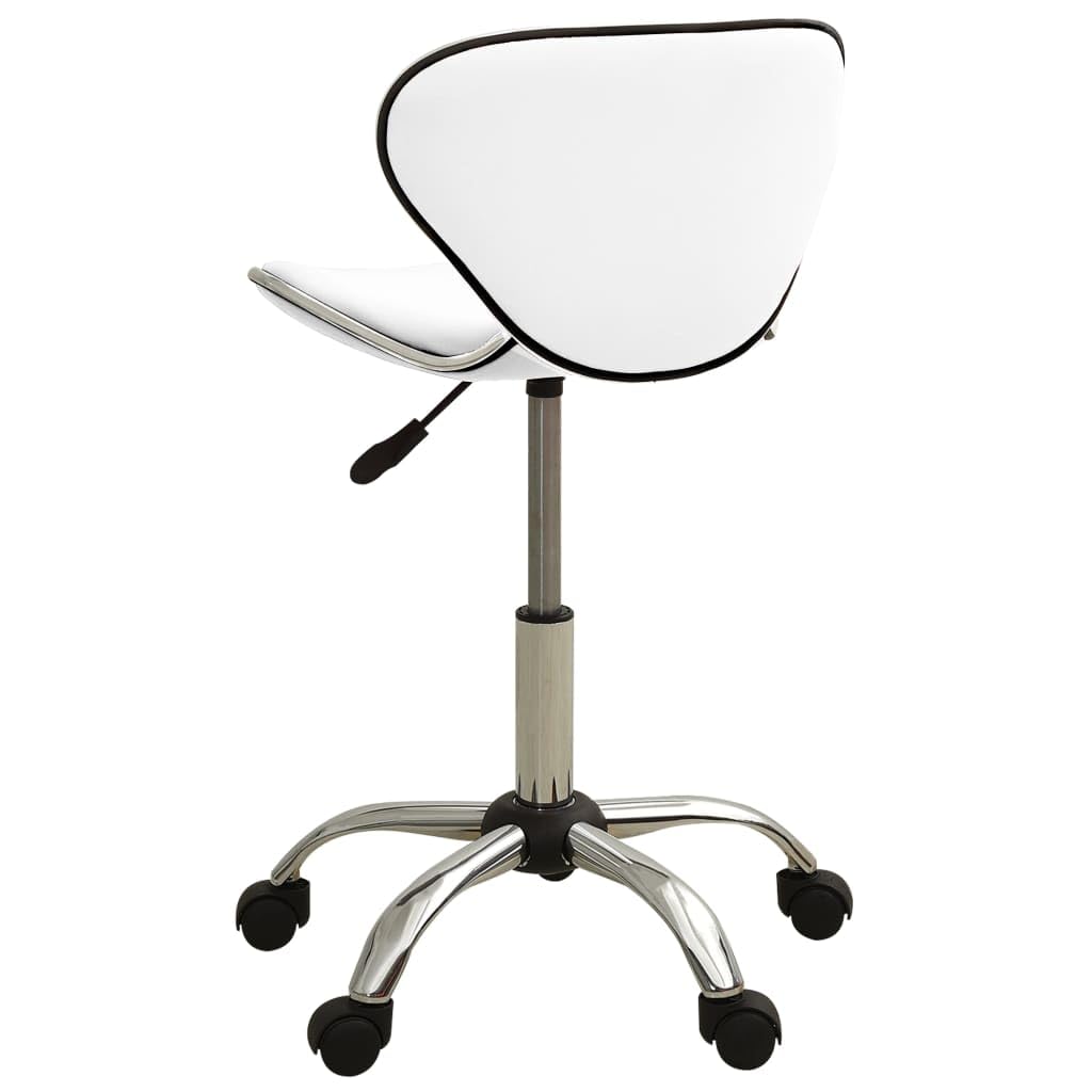 Friseur Rollhocker Weiß Kunstleder höhenverstellbar 69,5-83,5 cm mit 5 Rollen drehbar ergonomisch für Salon Kosmetik Barber Styling Studio Arbeitsstuhl