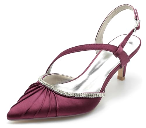 Hanfike Womens Comfortable Shoes for Wedding Slingback Low Heel Formal Party Prom Pumps JY036