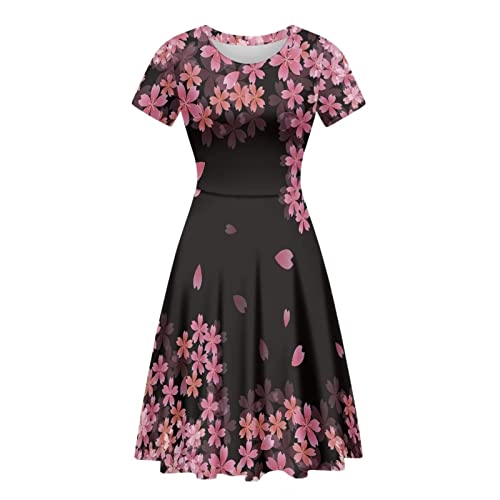 Image of Biyejit Women's Summer Casual Short Sleeve T-Shirt Swing Dress Crew Neck Plus Size S-4XL