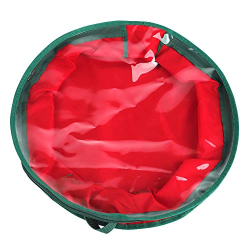 Firlar Christmas Wreath Storage Bag, Xmas Garland Container with Clear Window and Dual Zipper, Foldable Xmas Garland Storage Bag with Handle for Easy Holiday Garland Storage, 19.7in