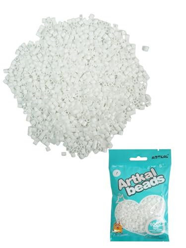 ARTKAL 5mm White Fuse Beads 2000 Pcs Melting Beads for Crafts Arts DIY