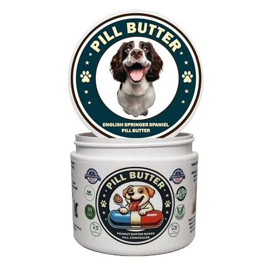 English Springer Spaniel Dog Treats to Wrap Pills (+100 Breeds) Jar of Non-Sticky Moldable Paste Made of Real Human Grade Dog Peanut Butter Treat, Food or Gift to Hide Dogs Pills (60 Servings)