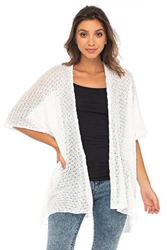 Back From Bali Womens Long Shrug Cotton Cardigan Sweater, Open Front Short Sleeve for Dresses, Pants