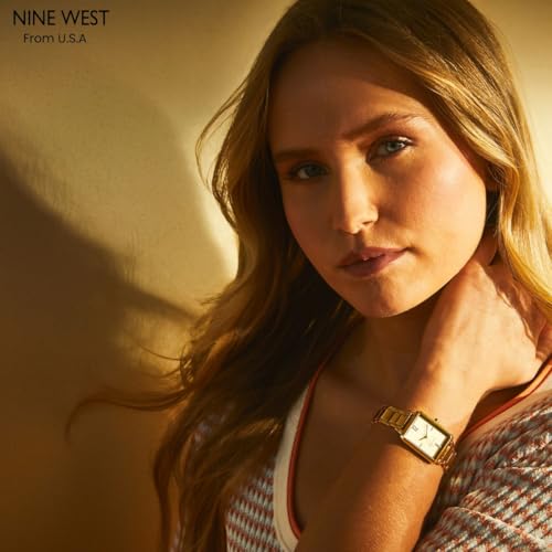 Image of Nine West Women's Analog Watch, Silver-Tone Mesh Bracelet, Limited Movement, Mineral Crystal Lens, Grey Dial with Rose Gold-Tone Markers