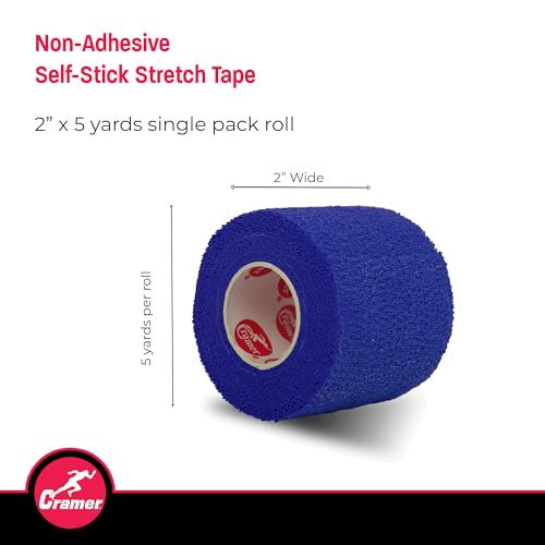 Image of Cramer Eco-Flex Self-Stick Stretch Tape, Cohesive Tape, Flexible Elastic Sports Tape, Athletic Training Room Supplies, Easy Tear & Self-Adherent Bandage Wrap, Single 5 Yard Roll, Blue