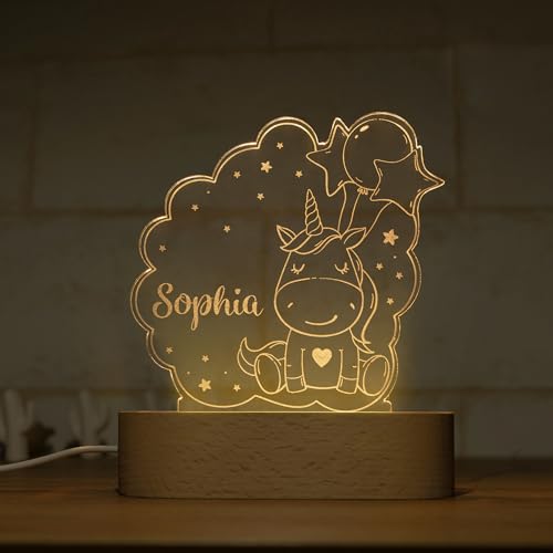 Lámpara de noche personalizada para niños con diseño unicornio miniatura 2