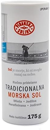 Piranske Soline Piran Salt with Protected Designation of Origin, hand harvested fine, table salt, unrefined iodised 175g, 5.9 oz