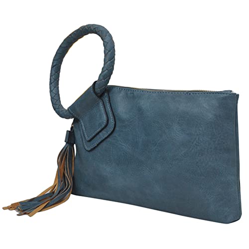 Image of NGIL Faux Leather Mini Wristlet Purse | Women's Handbag, Fashion Wristlet Wallet, Compact Everyday Purse with Fringe Tassel