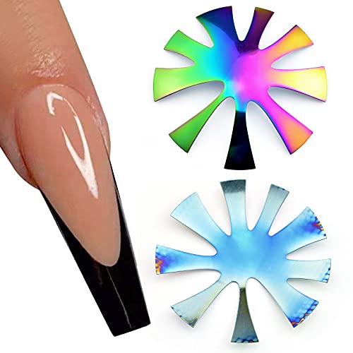 Mandel Easy French Smile Line Nagelkunst Maniküre Kantenschneider Nagelschneider Acrylwerkzeug mit 9 Größen, Regenbogenfarbe, NAT196-FC07 Cover