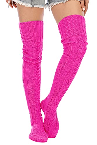 Image of Leoparts Women's Cable Knitted Thigh High Boot Socks Extra Long Winter Stockings Over Knee Leg Warmers