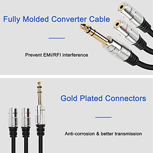MEIRIYFA 6.35mm 1/4 inch TRS Male to Dual 3.5mm 1/8 inch TRS Female Splitter Y Cable Adapter - Image 4