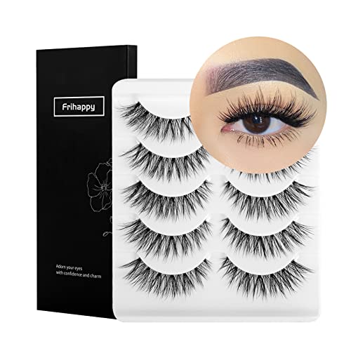 False Eyelashes Wispy Natural Look Lashes 5 Pairs Soft Faux Mink Lashes 3D 6D Volume Fluffy Frihappy Fake Eyelashes Packs Dw6 #TOP7