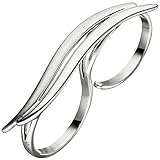 zweifingerring gold  JOBO Damen Ring Zweifingerring 925 Sterling Silber matt mattiert Silberring 2 Finger Größe 60