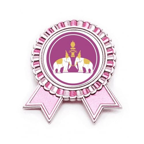 Broche éléphant Thaïlande en métal taille M avec rose élégante
