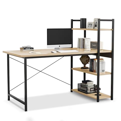 Escritorio Librero 4 Estante Escritorio Minimalista Industrial Mesa Estudio Laptop Escritorio Ejecutivo Oficina Repisa Mueble Computadora Escritorio Moderno...