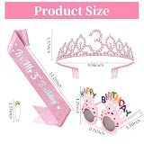 YARIEW 3rd Birthday Decorations, 3rd Glitter Sash and Crown Kit with Happy Birthday Sunglasses, Tiara Princess Crown and Sash Party Outfit Accessory