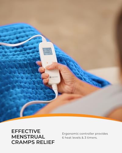 Image of CooCoCo Large Electric Heating Pad for Back Pain & Cramps Relief, Auto Shut Off, Machine Washable, FSA Eligible Heat Pad for Neck & Shoulder, 17x33 inch