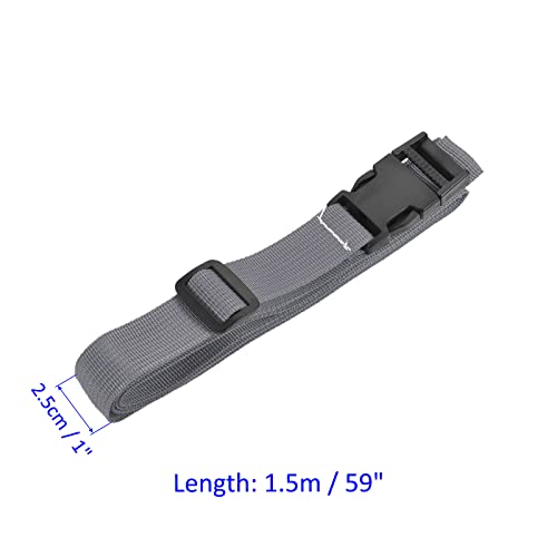 Image of M METERXITY 1 Pack Luggage Straps- Travel Baggage Accessory Adjustable Suitcase Belt with Quick Release Buckle, Apply to Travel (1.5 Meters, Gray)