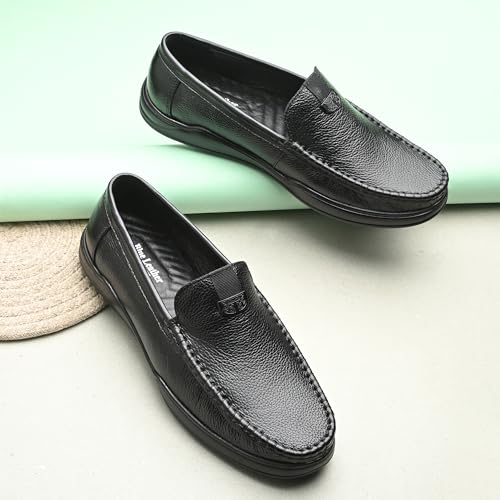 Image of Blue Leather by Centrino Genuine Leather Men's Loafer Shoes | Slip-On with Cushioned Insole | Stylish Round Toe Moccasin for Office, Formal Wear, Business Meeting, Wedding, Party & Everyday Use(4092)
