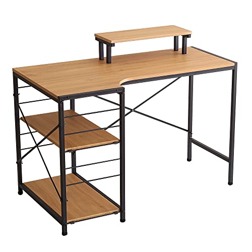 ホームテイスト ヴィンテージ風L字パソコンデスク-Lubbock-【-ラボック-】シャビーオーク色