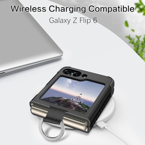 Image of BENTOBEN for Samsung Galaxy Z Flip 6 5G Case with Ring, Heavy Duty 2 in 1 Full Body Rugged Galaxy Z Flip6 Case Girls Women Boy Men Shockproof Protection Cover for Samsung Z Flip 6 6.7 inch,Black