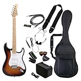 PhotoGenic エレキギター 初心者入門 ビギナーセット STタイプ ST-180M/SB サンバースト(メイプル指板) [ソフトケース/シールド/ミニアンプ/チューナー/ヘッドフォン/ストラップ/ピック/ピックケース/クロス/調整用レンチ付属]