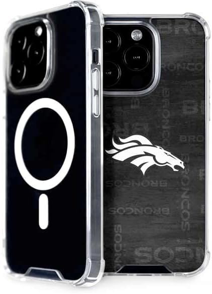 Skinit Phone Case Compatible with MagSafe iPhone 14 Pro - Officially Licensed NFL Denver Broncos Black & White Design