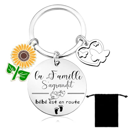 Lumengqi Cadeau Annonce Naissance - La Famille s'agrandit - Bébé est en route - Porte clef Annonce Naissance - Annonce Grossesse - Faire-part de Naissance Cadeau Surprise pour Famille Amis