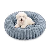 Qoosea Cuccia per Cani Morbida con Peluche Lungo, Lavabile Cuccia Cane Interno con Fondo Antiscivolo, Caldo Cuccetta per Cani e Gatti da Kennel, Addensamento Tappetino Letto Grigio 40cm