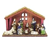 Par Gisela Graham. Gisela Lot de 11 crèches en céramique avec étable en bois