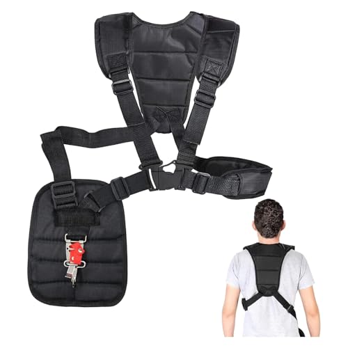 UDIANIS Trimmer Padded Double Shoulder Strap Adjustable Strimmer Harness with Nylon Belt for Brush Cutters or Garden Trimmers Lawn Mower Black