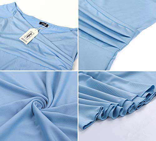 Molliya Maternity Long Dress Off Shoulder Elegant Fitted Gown Stretchy Maxi Photography Dress Light Blue #TOP6
