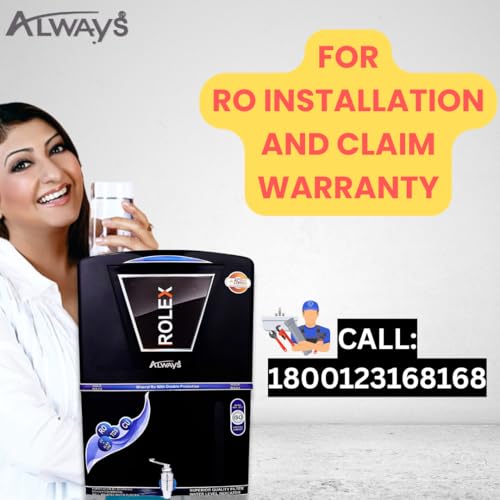 Always® Rolex ISI MARK RO + UV + UF + TDS + Active Copper Water Purifier – Advanced Filtration System – Ideal for Home & Office – 12 Litre Capacity – Black - Image 5