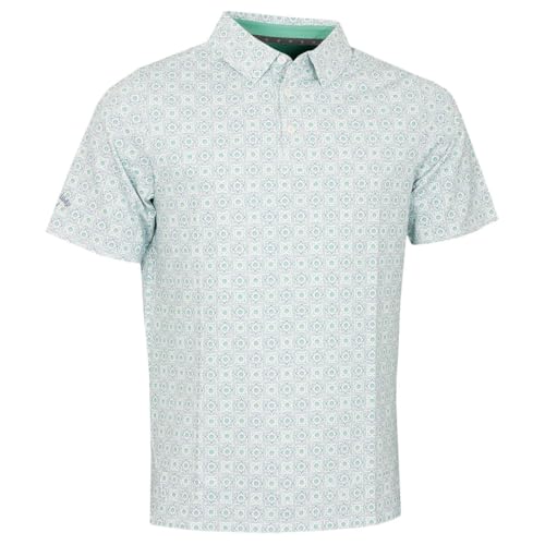 Callaway Golf Mens Golf Foulard Printed Polo Shirt - Neptune Green - XL