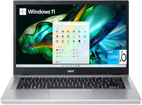 Image of acer Aspire 3, 14" Full HD Display, Intel Core i3-N305 Processor, Intel UHD Graphics, 8GB LPDDR5 RAM, 128GB NVMe SSD, Bluetooth, Webcam, Wi-Fi, Windows 11 Home, Silver