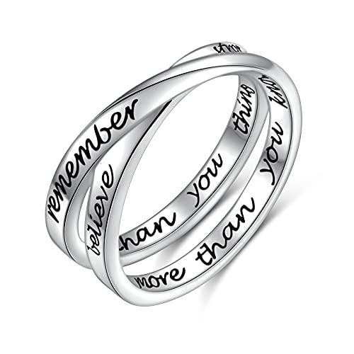 925 Sterling Silver Inspirational Ring I am Enough Rings/God Grant Me The Serenity for Women Girls Size 6-9