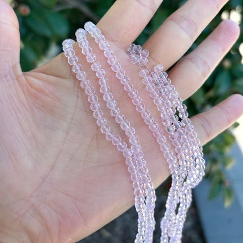Image of 1000pcs Czech Faceted Rondelle Crystal Glass Beads 4mm Small Tiny Bulk Light Rose Pink