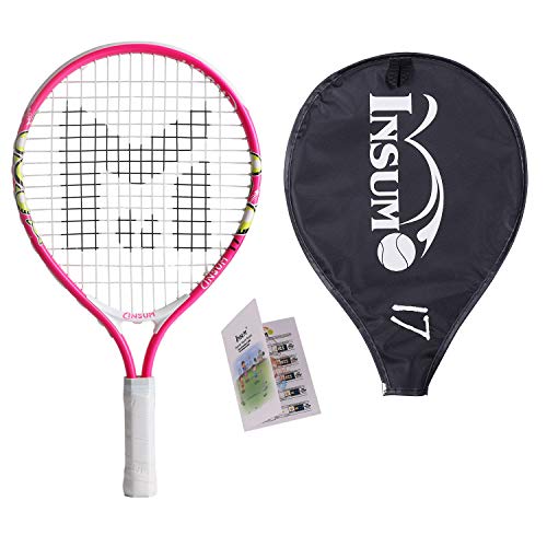 insum Kids Tennis Racket Starter Kit for Kids with Shoulder Strap Bag Mini Tennis Racket Toddler Tennis Raquet 17 Inch for Age 4 and Under