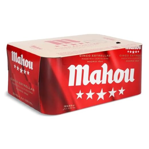 Mahou 5 Estrellas, Pack de 12 Latas x 33 cl, Cerveza Especial Dorada Lager Con Sabor 5 Estrellas, 5.5% Volumen de Alcohol